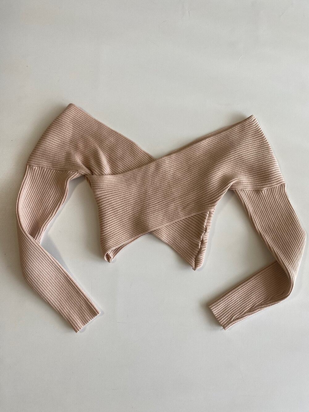 Hyfve Women’s Top Pale Pink Knit VNeck Cropped LS Sz S